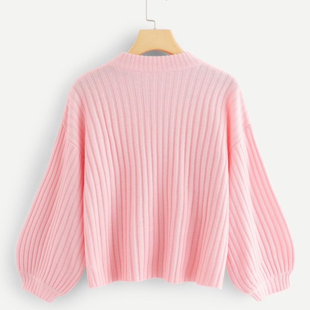 Wide sleeve knit pink sweater